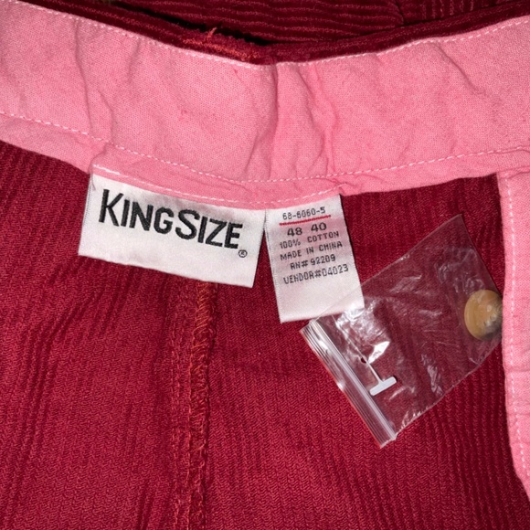 Red Corduroy Pants with Flat Front Design - Picture 8 of 12